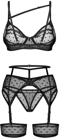 Obsessive - Nuites Driedelige Set - Zwart — thumbnail 1