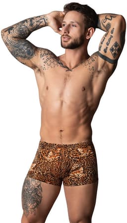 Male Power Sexy Pouch Short met Zwarte penisring - XL - Luipaard - Bruin — thumbnail 3
