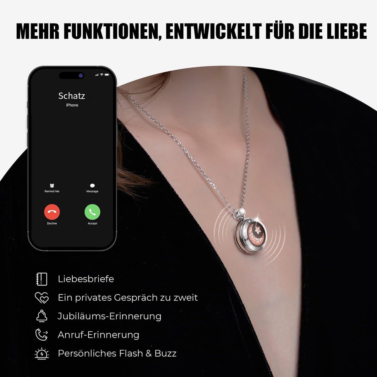 SnelShoppen - TOTWOO Vibrerende Ketting Touch met Afstandsbediening - Uniek Jubileumcadeau voor Hem of Haar - Modern Design in Zwart en Goud — afbeelding 1