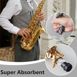Saxofoon Reiniger - Katoenen Touw - Instrument Onderhoud - Hoge Wateropname - 50 x 7 cm - Grijs — thumbnail 3