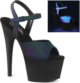 Pleaser - ADORE-709REFL Sandaal met enkelband, Paaldans schoenen - Paaldans schoenen - 35 Shoes - Groen/Zwart — thumbnail 1