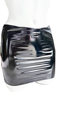 BamBella® - Datex (Mix latex en stofmini rok - L/XL - Sexy Erotische dames BDSM SM fetish kleding zwart — thumbnail 1