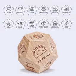 Houten Dobbelstenen - Date Night Spel - Romantische Avonden - 12 Voedselmotieven - 3x3x3 cm - Meerkleurig — thumbnail 4