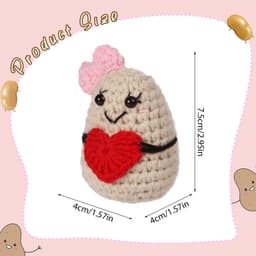 Dailygoods- Aardappelpop 7,5cm - Grappige Aardappel - Positieve Bevestigingskaart - Creatief Cadeauspeelgoed - Feestdecoratie - Premium Wolgaren - Knuffelpop — thumbnail 4