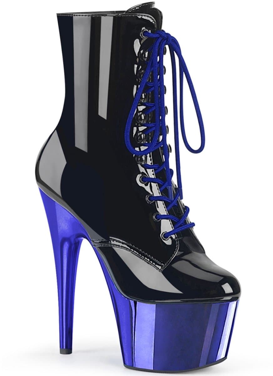 Pleaser - ADORE-1020 Plateau Laarzen, Paaldans schoenen - Paaldans schoenen - 38 Shoes - Zwart/Blauw — afbeelding 1
