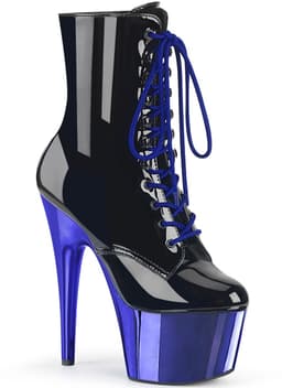 Pleaser - ADORE-1020 Plateau Laarzen, Paaldans schoenen - Paaldans schoenen - 38 Shoes - Zwart/Blauw — thumbnail 1