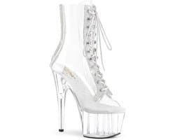 Pleaser - ADORE-1021C-2 Plateau Laarzen, Paaldans schoenen - Paaldans schoenen - 39 Shoes - Transparant