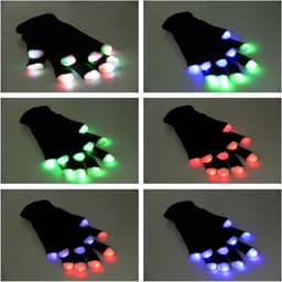 LED Handschoenen - Kleurrijke Wanten - Feestelijke Verlichting - 7 Kleuren Instelbaar - Volwassen Formaat - Meerkleurig — thumbnail 5