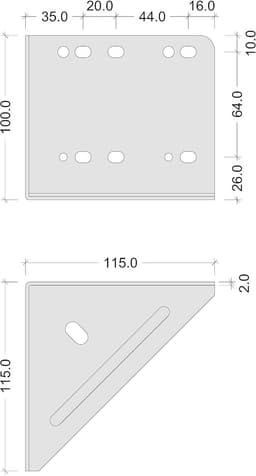 Bedhoek Staal - Meubelhoek Versterking - Meubel Constructie - Verstelbare Sleuven - 115 mm Set - Verzinkt — thumbnail 5