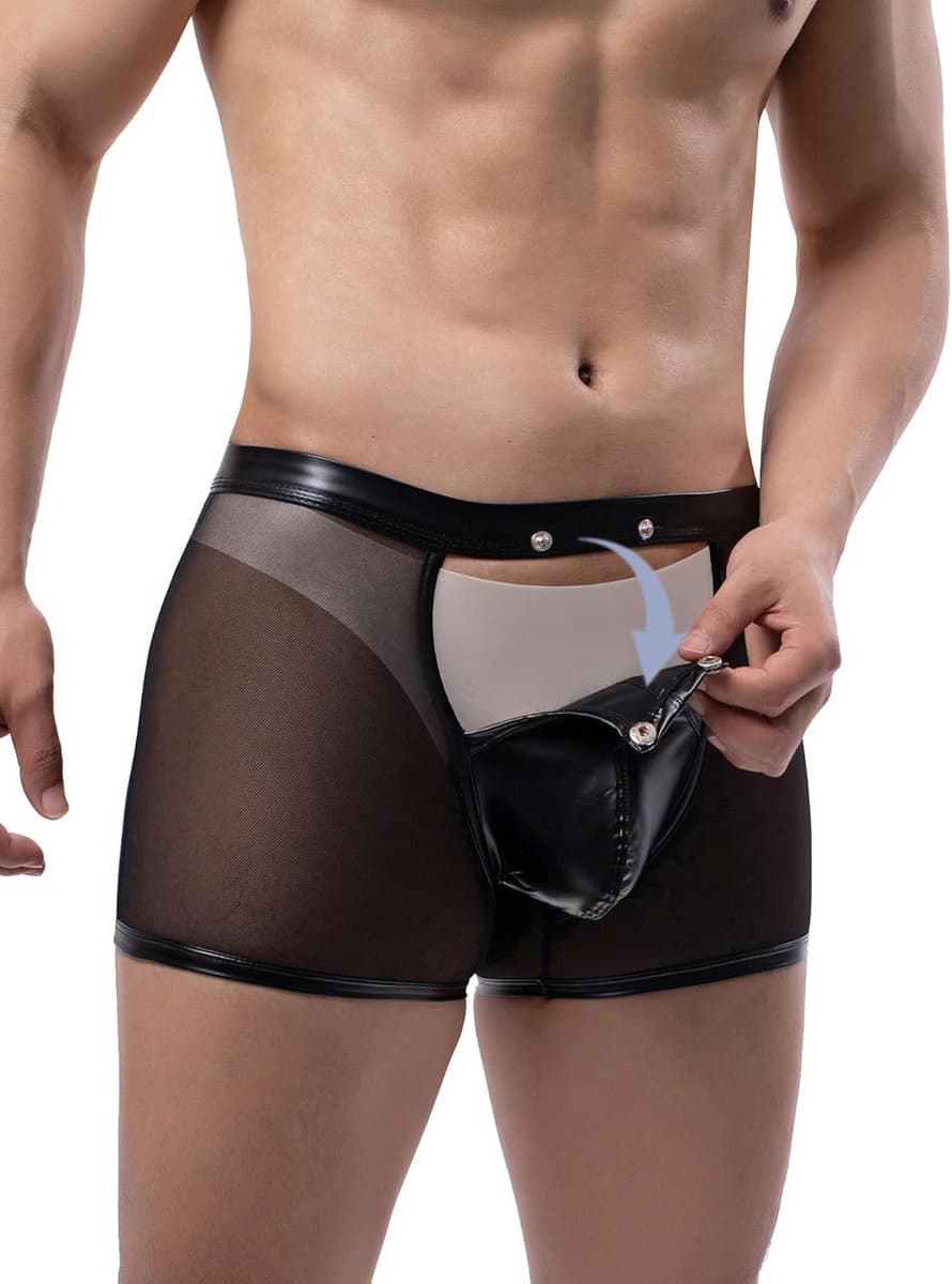 Boxershorts voor heren in kunstleer en wetlook - Sexy lingerie en ondergoed in grote maten — afbeelding 1