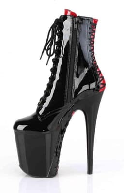 Pleaser - FLAMINGO-1020FH Plateau Laarzen, Paaldans schoenen - Paaldans schoenen - 38 Shoes - Zwart/Rood — thumbnail 3