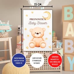 Voorspellende Kaarten - Babyshower Spel - Gender Reveal - 20 Unieke Kaarten - 21x16x1 cm - Beer — thumbnail 4