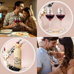 Bruidspaar Cadeauset - Huwelijksgeschenken - Feestelijke Gelegenheden - Gegraveerde Glas & Bamboe - 30x9.9cm - Wit — thumbnail 3