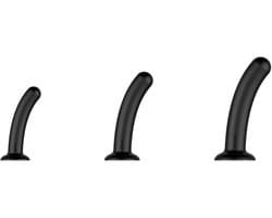 Nexus Dilator Set Siliconen - 3 Anale Dildos - Zwart - Gebogen Schacht - Zuignapbasis - Handsfree - Harnas Compatibel - Prostaat en G-spot Stimulatie - Beginners - Klein Medium Groot - Lichaamsveilig Siliconen