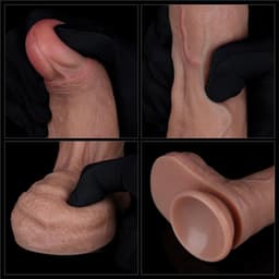 LoveToy - Dubbellaags Siliconen Dildo - 22 cm x Ø 4,2 cm - Bruin — thumbnail 5