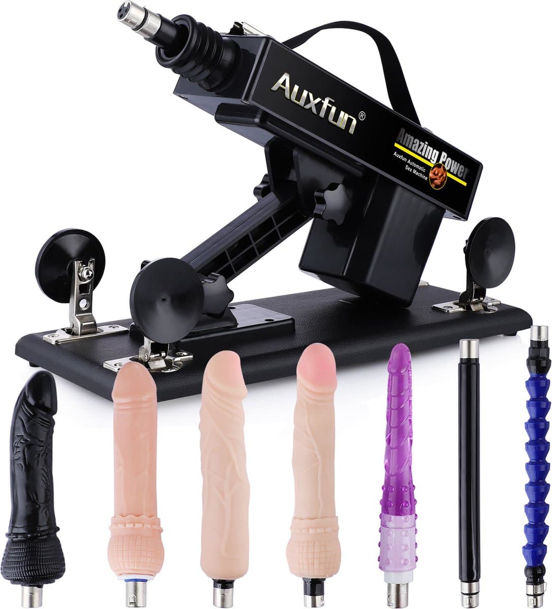 Pakket Zorro Auxfun Basic Seksmachine Met 7 dildo opzetstukken — afbeelding 1