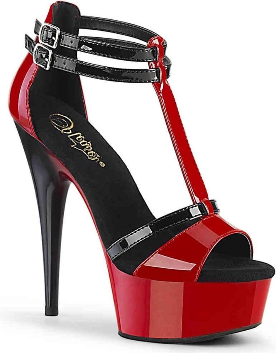 Pleaser - DELIGHT-663 Sandaal met enkelband - US 6 - 36 Shoes - Rood/Zwart — afbeelding 1
