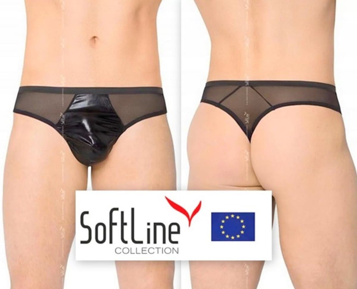 SoftLine Collection - Sexy herenslip met wetlook uiterlijk zwart XL — afbeelding 1
