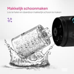 Pure Pleasure® Masturbator voor Man – Pocket Pussy - Sex Toys voor Mannen– 9 Zuig & Vibratiestanden – Realistisch & Verwarmd – Oplaadbaar Seksspeeltje – Inclusief 20ml Glijmiddel – Zwart — thumbnail 5