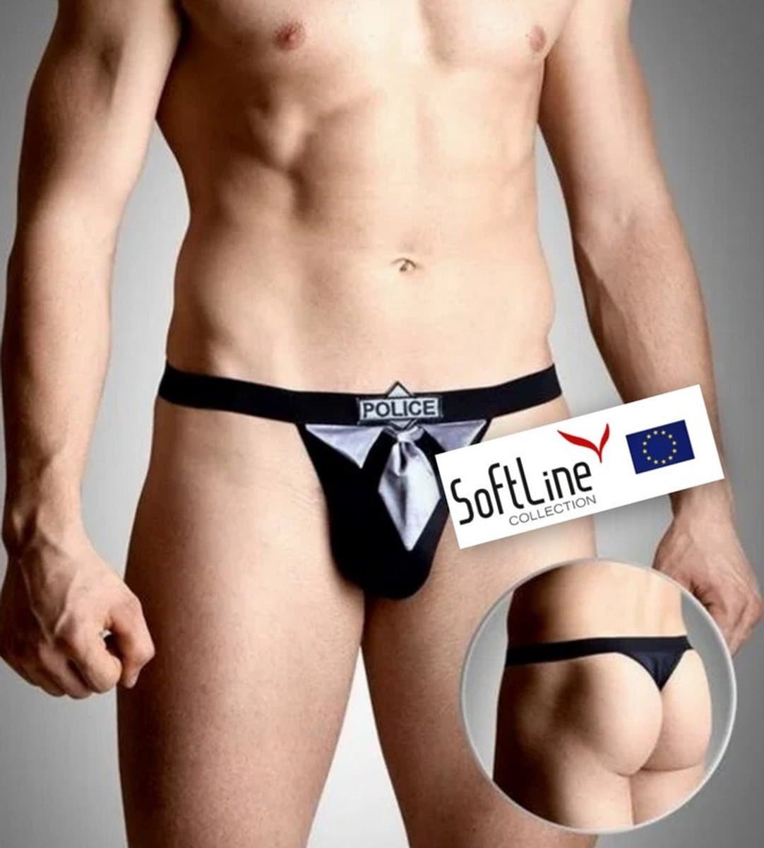 Softline Collection - G-string met satijn aanzicht zwart/wit S t/m L — afbeelding 1