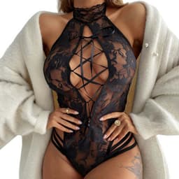 Erotische Body I Lingerie I Sexy Erotisch Ondergoed I Erotische Kleding I Open Kruis I One Size I Zwart — thumbnail 3