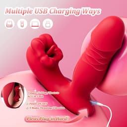 Daity Verwarmende Vibrator Dames – Stuwende Rabbit Vibrator met Tong Likfunctie – G-spot & Clitoris Stimulator – 9 Vibratiestanden & 9 Thrusting Modi – Oplaadbaar Seksspeeltje — thumbnail 2