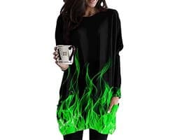 Dames T-shirt met lange mouwen - 3D vlam print - Casual oversized top voor herfst en winter