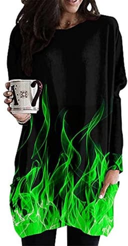 Dames T-shirt met lange mouwen - 3D vlam print - Casual oversized top voor herfst en winter — thumbnail 1