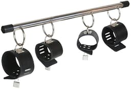 Oneay Metalen Spreidstang met Lederen Hand- en Enkelboeien - Verstelbaar Bed Fixatiesysteem voor Koppels - Seksmeubels & Accessoires - Zwart — thumbnail 1