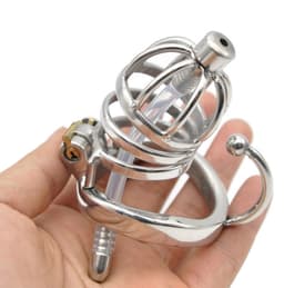 Nooitmeersaai - Kuisheidskooi met slot & dilator - Metaal - Zilverkleurig - 50mm — thumbnail 3