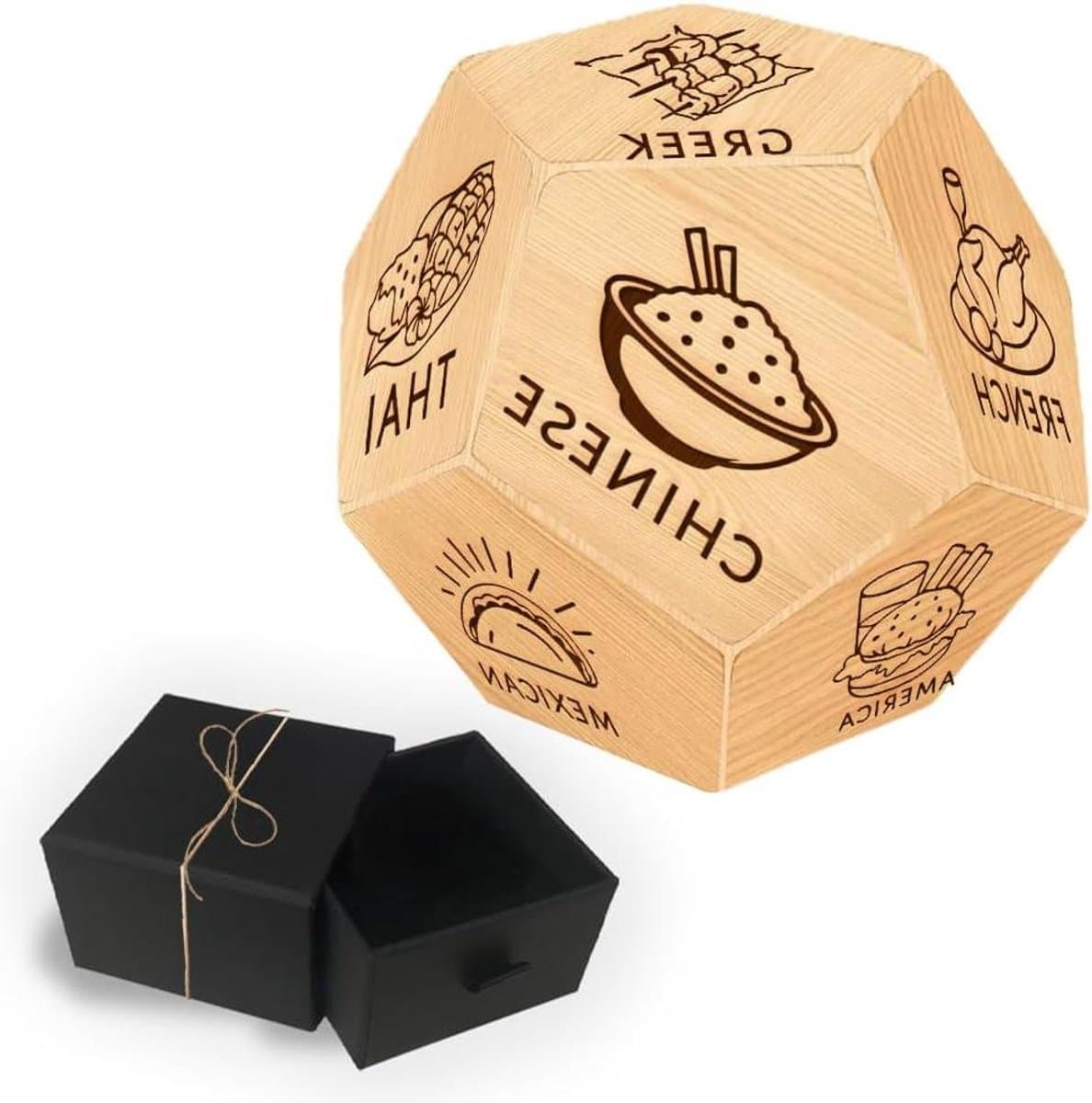 TTGoods - Houten Voedsel Beslissing Dobbelstenen Set voor Verjaardag, Huwelijk of Datum Nacht. Grappige Cadeau Doos voor Man en Vrouw. — afbeelding 1