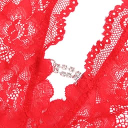 Sexy Lingerie - Erotische Rode Glamour Body Kant met Decolleté - Stras steentjes - Open Kruis - Sexy Teddy - Erotiek - Valentijnsdag - Kleur Rood - Maat XL — thumbnail 4