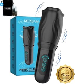 ME'ADAM - 360° Roterende blowjob masturbator - Pocket Pussy - Incl glijmiddel & opbergtas - luxe masturbator -Masturbator Voor Man - Elektrisch - Oplaadbaar - Waterdicht - Waterproof - Sex Toys - Penis Stimulator - Zwart - fluisterstil — thumbnail 1