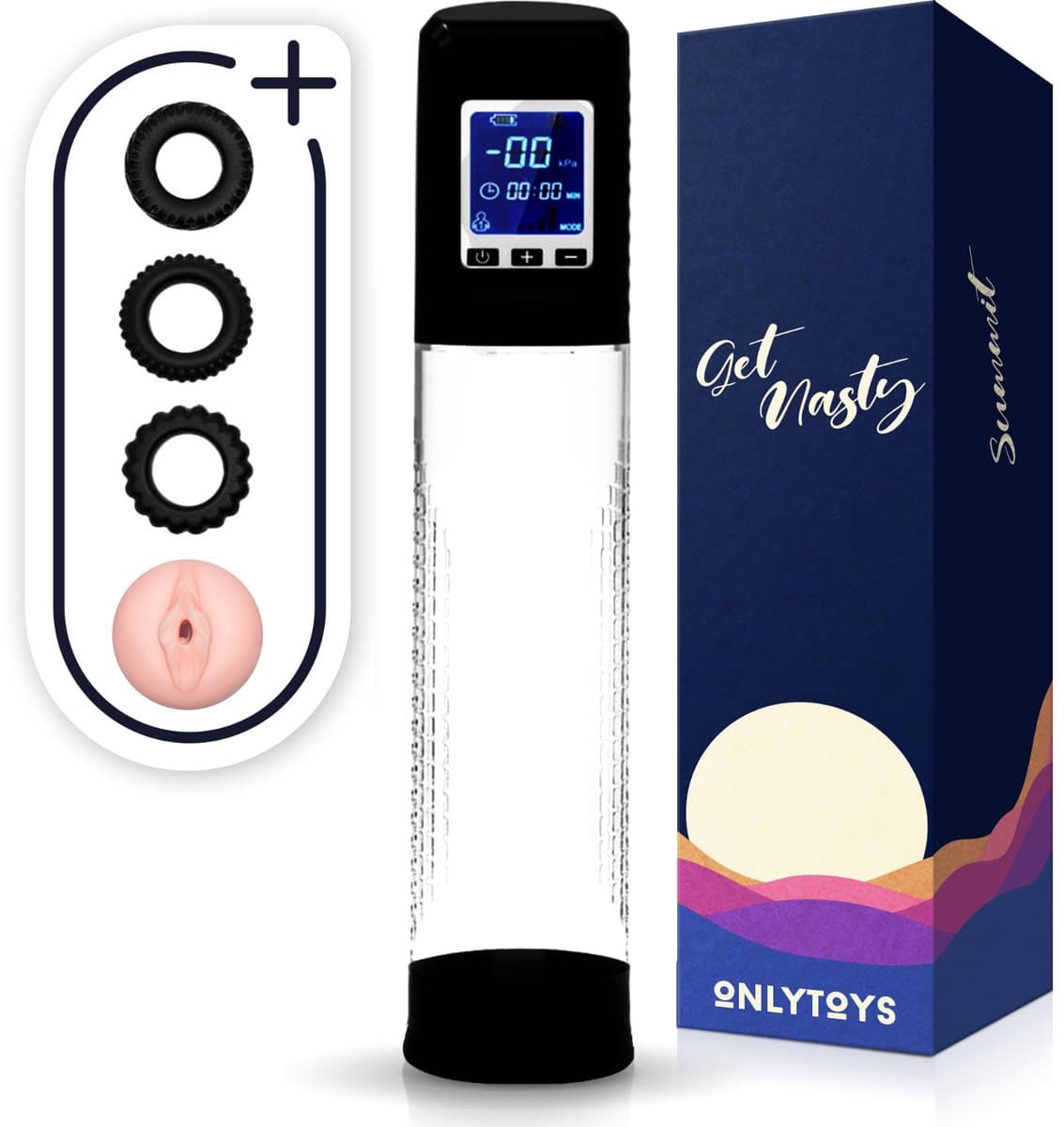 ONLYTOYS® Summit - Penispomp Elektrisch - Premium Sex Toys voor Mannen - Automatische Pomp met Penisring - Met Cockring Set - Incl. Kunstvagina - Penis Vergroter XXL - Penispompen Extender — afbeelding 1