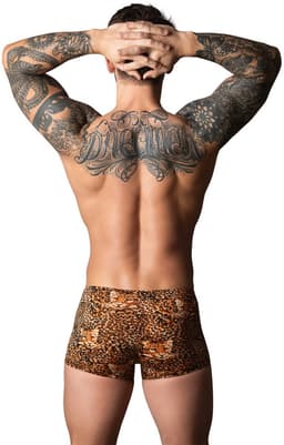 Male Power Sexy Pouch Short met Zwarte penisring - S - Luipaard - Bruin — thumbnail 3