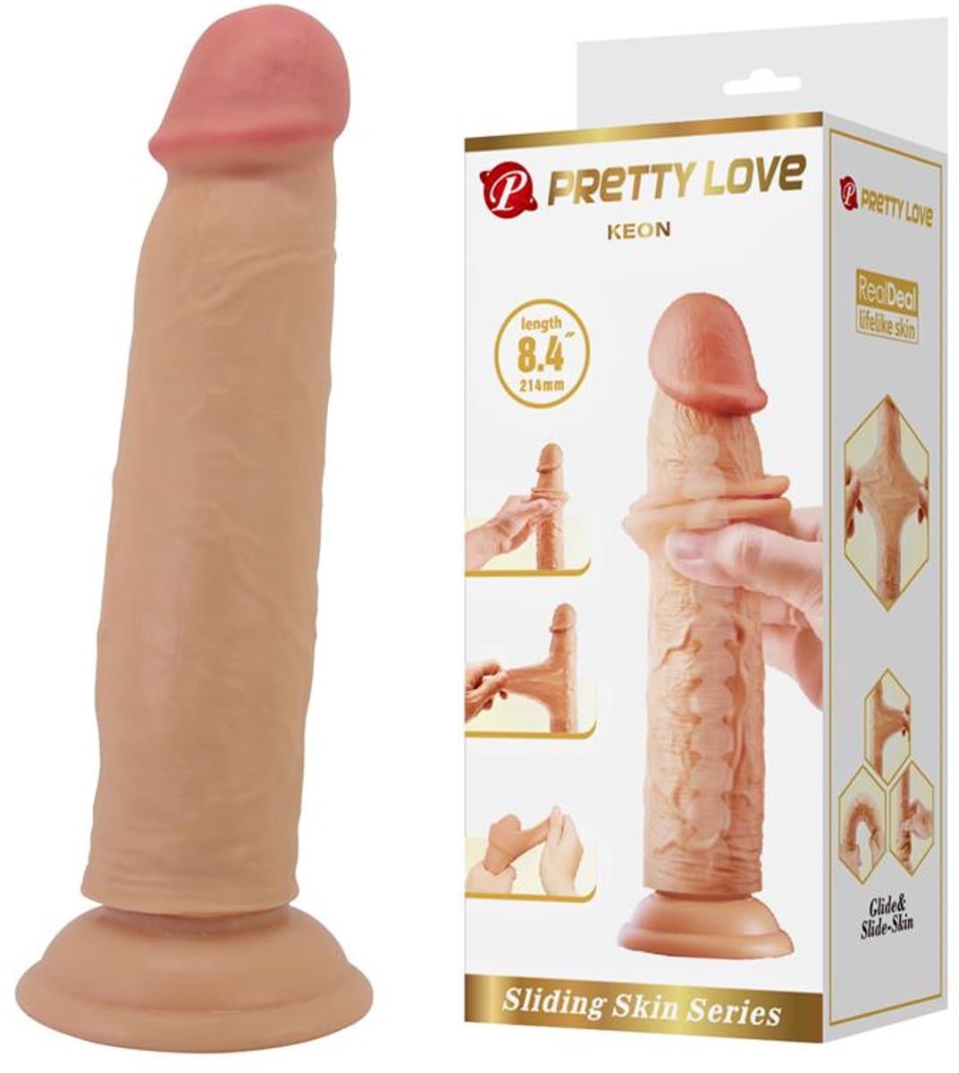 Pretty Love - Keon - Sliding Skin Realistic Dildo 21,4cm - Nude — afbeelding 1