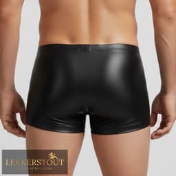 Heren BDSM Boxershort met Ritssluiting Zwart - PU Leder - Sexy Herenondergoed - Maat XL | LS313 — thumbnail 2