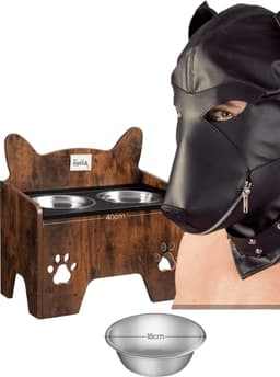 Pet play - voerbak - rollenspel - honden & katten verhoogte voerbak - hout - roleplay - natuurlijk ook leuk voor je echte huisdier — thumbnail 3