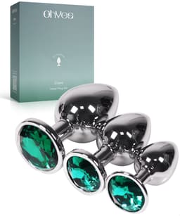 Metalen Buttplugs voor mannen en vrouwen - Buttplug Set 3-Delig - Anal & Butt Plug - Groen — thumbnail 1