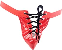 BamBella ® - String Maat S/M Datex roze (Latex en stof SM kleding BDSM erotische heren kleding ondergoed vetersluiting lingerie onderbroek zwart — thumbnail 1