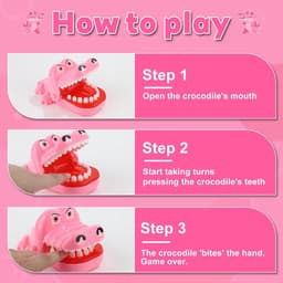 Krokodillenspel - Tandjes spel - Kinderfeestje - Zenuwslopend plezier - 145 cm - Roze — thumbnail 3
