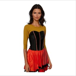 Sexy Spaanse Flamingo Verkleedjurk – Rood & Zwart – Strapless Korset Achtig Top Carnaval Kostuum – Complete Outfit voor Feest & Rollenspel – Maat Large — thumbnail 1