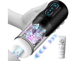 Pure Pleasure® Masturbator voor Man – Pocket Pussy - Sex Toys voor Mannen– 9 Zuig & Vibratiestanden – Realistisch & Verwarmd – Oplaadbaar Seksspeeltje – Inclusief 20ml Glijmiddel – Zwart