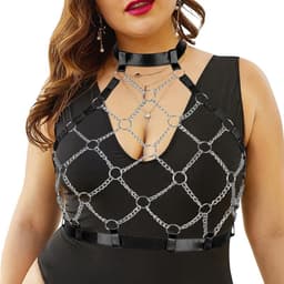 Ketting Body Harnas Vrouw – Verstelbaar Fetish Harness Lingerie Top – BDSM Clubwear – Kinky Party Outfit – One Size — thumbnail 5