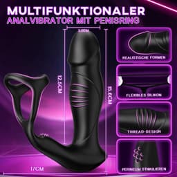 Lzwintrading - Prostaat Vibrator Mannen - Prostaat Stimulator - met 9 Vibratie Modi - Anaal Dildo - Prostate Massager met Cockringen - Vibrators voor Vrouwen & Mannen - Sex Toys voor Koppels - Vibrerende Buttplug - Vibrator met Afstandsbediening — thumbnail 4
