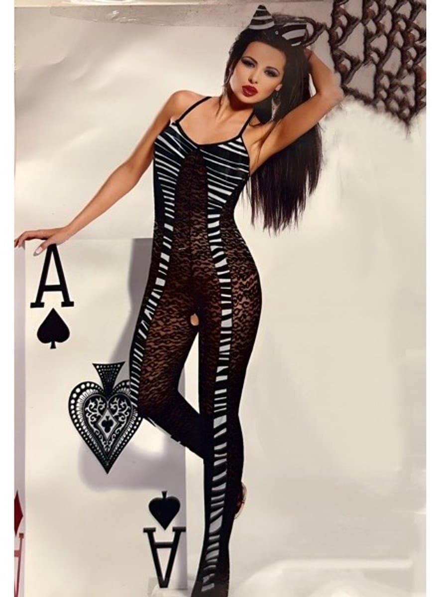 Sexy transparante mesh Lingerie jumpsuit met haaraccessoire - Grey — afbeelding 1