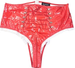 BamBella® Slip Onderbroek - Maat L/XL - Erotische Sexy BDSM Lingerie Dames - Zwart rits ondergoed Datex mix latex en stof wetlook open kruis — thumbnail 5