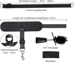 DOWO® - BDSM Bed Bondage Set - 10 Delig - SM Handboeien - Bedboeien - Enkelboeien - Springzweep - Blinddoek - Sex Toys voor Koppels - Seksspeeltjes voor mannen en vrouwen — thumbnail 5