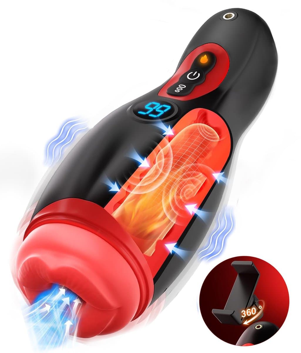 Orgazmate - Sara de Masturbator Voor Man - Sex Toys Voor Mannen - Met Warmtefunctie, APP Control & Mobiele Houder - 9 Zuig & Vibratiestanden - Pocket Pussy - USB Oplaadbaar — afbeelding 1