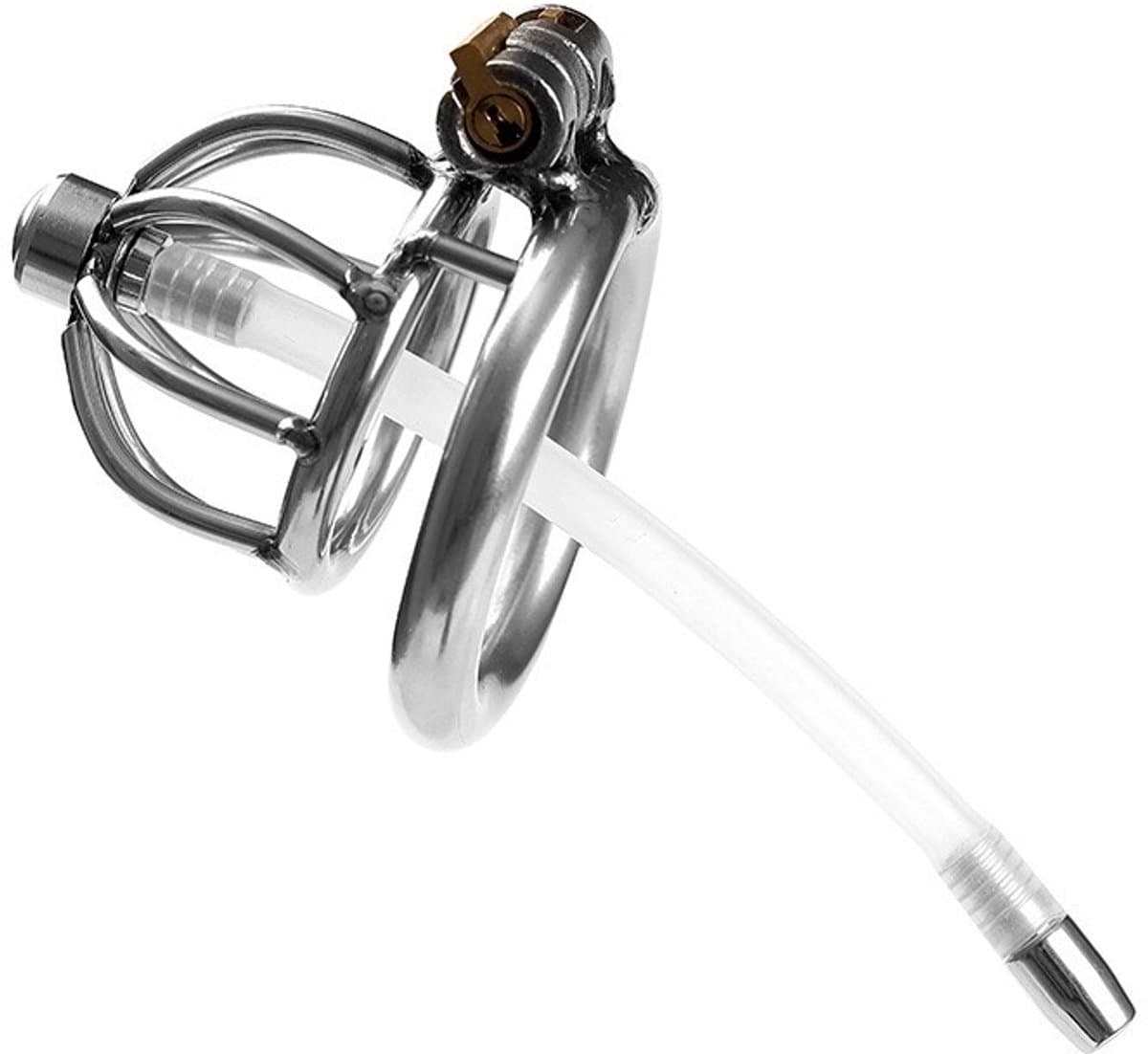 Nooitmeersaai - Kuisheidskooi met dilator en slot - Metaal - Zilverkleurig - 45mm — afbeelding 1